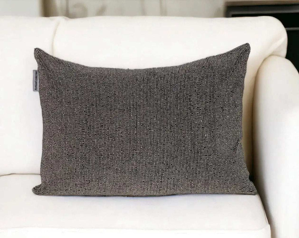 Shimmering Gray Beaded Luxury Throw Pillow - Homeroots - Flyclothing LLC