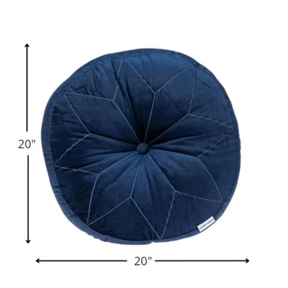 20" X 20" NAVY Round Velvet Throw Pillow - Homeroots - Flyclothing LLC