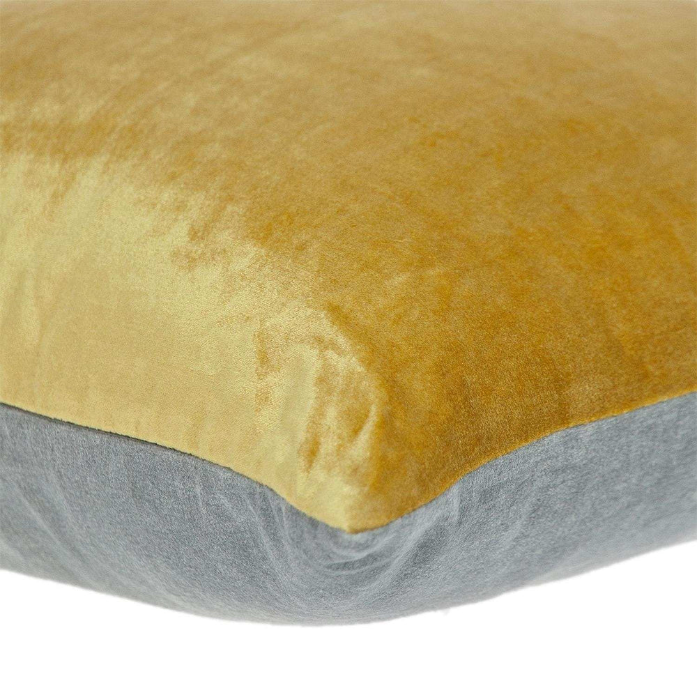 Yellow and Gray Dual Solid Color Reversible Throw Pillow - Homeroots - Flyclothing LLC