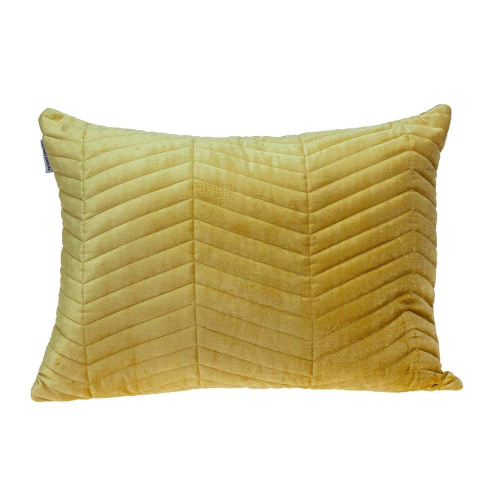 Yellow Quilted Velvet Zig Zag Decorative Lumbar Pillow - Homeroots - Flyclothing LLC