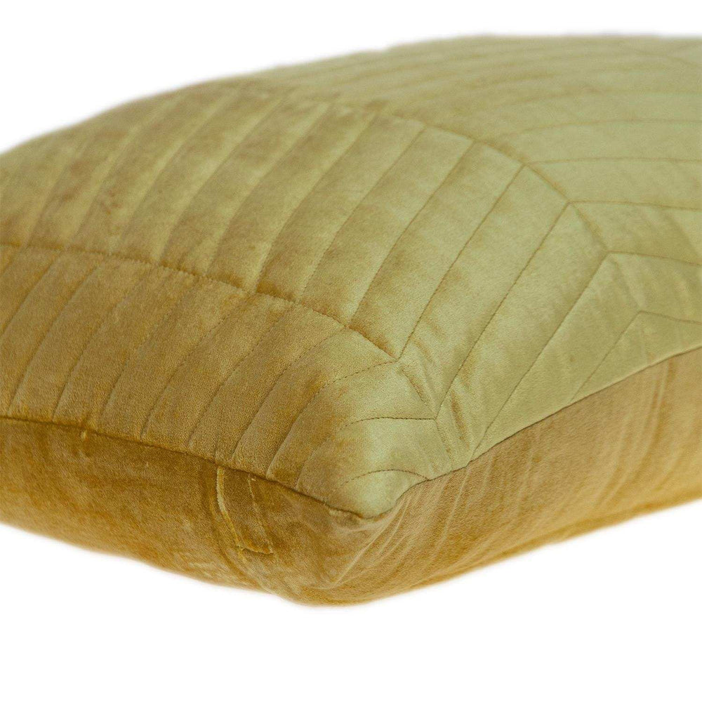 Yellow Quilted Velvet Zig Zag Decorative Lumbar Pillow - Homeroots - Flyclothing LLC