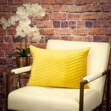 Yellow Quilted Velvet Zig Zag Decorative Lumbar Pillow - Homeroots - Flyclothing LLC