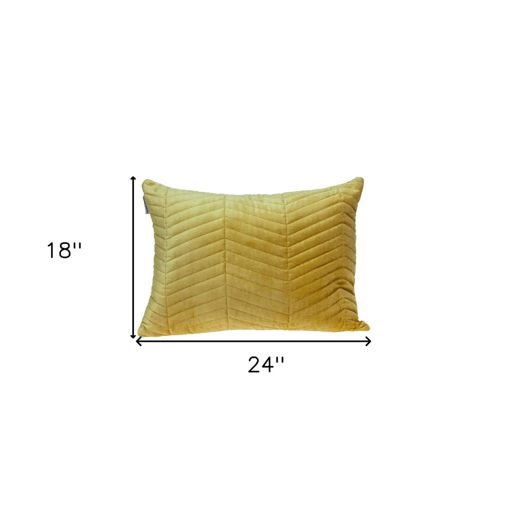 Yellow Quilted Velvet Zig Zag Decorative Lumbar Pillow - Homeroots - Flyclothing LLC