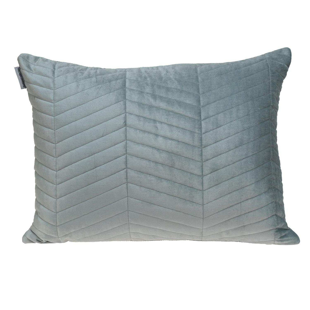 Gray Quilted Velvet Zig Zag Decorative Lumbar Pillow - Homeroots - Flyclothing LLC