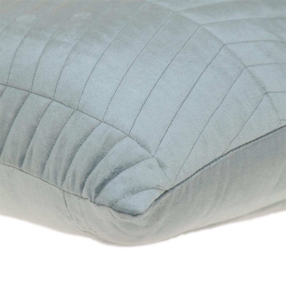 Gray Quilted Velvet Zig Zag Decorative Lumbar Pillow - Homeroots - Flyclothing LLC