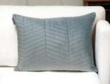 Gray Quilted Velvet Zig Zag Decorative Lumbar Pillow - Homeroots - Flyclothing LLC