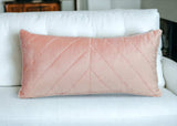Quilted Velvet Arrows Pink Decorative Lumbar Pillow - Homeroots - Flyclothing LLC
