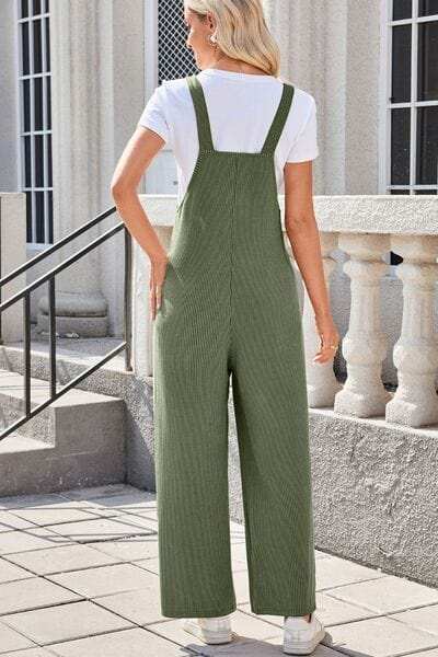 Lovelet Square Neck Wide Strap Overalls with Pockets - Trendsi - Flyclothing LLC