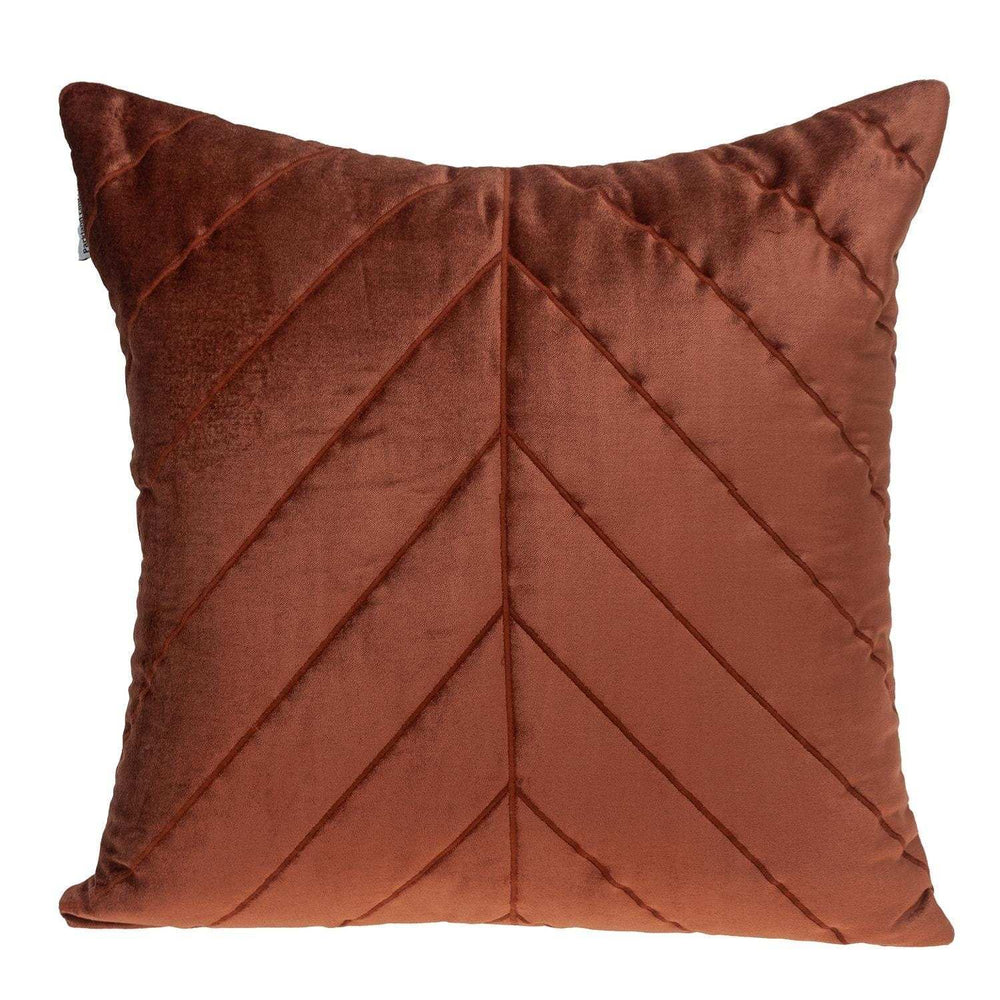 Quilted Velvet Arrows Burnt Orange Decorative Throw Pillow - Homeroots - Flyclothing LLC