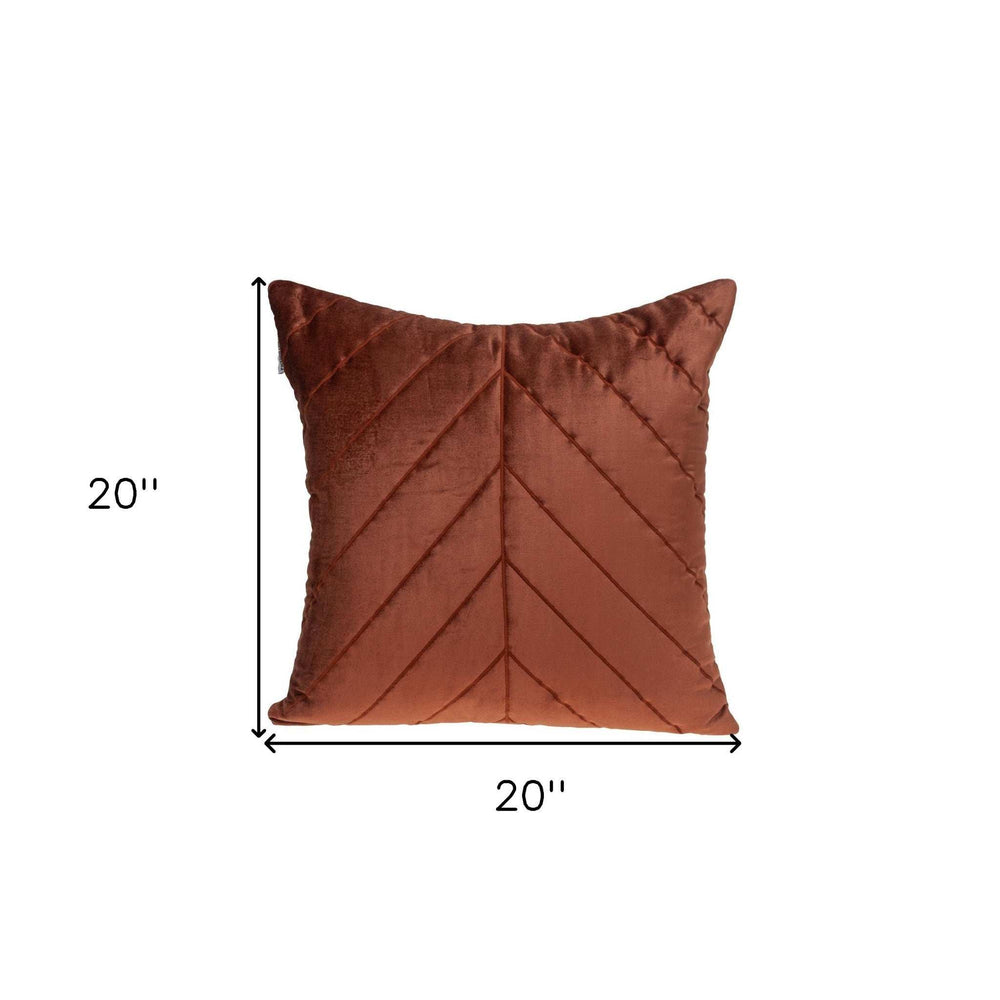 Quilted Velvet Arrows Burnt Orange Decorative Throw Pillow - Homeroots - Flyclothing LLC