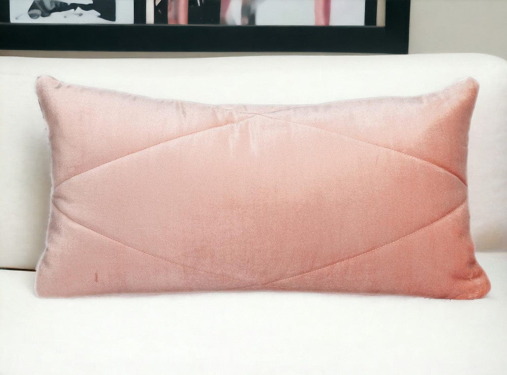 12" X 24" Pink Cotton Blend Throw Pillow - Homeroots - Flyclothing LLC