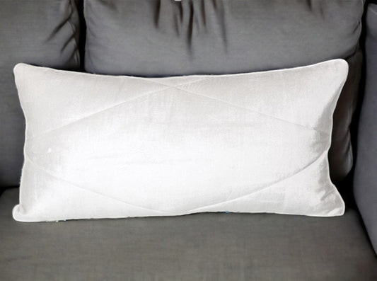 12" X 24" White Cotton Blend Throw Pillow - Homeroots