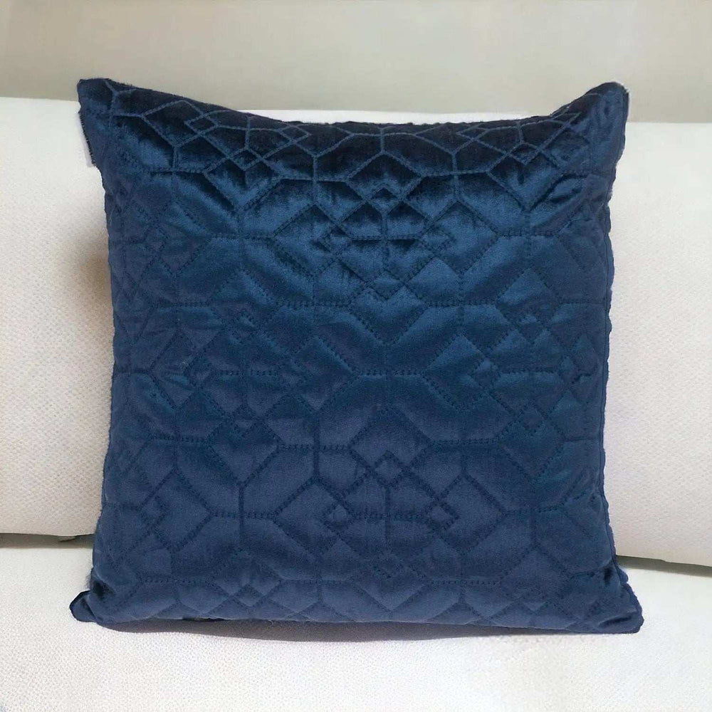 Navy Quilted Velvet Geo Decorative Throw Pillow - Homeroots - Flyclothing LLC