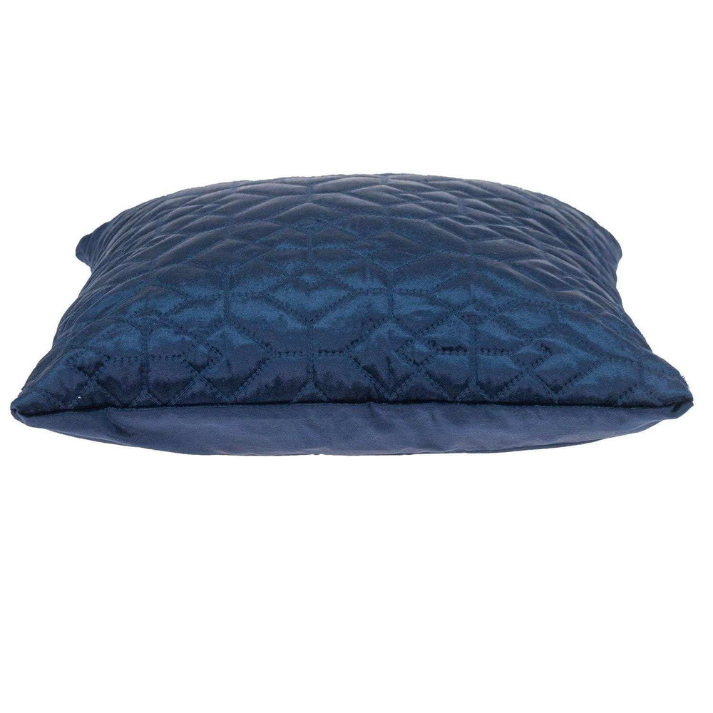 Navy Quilted Velvet Geo Decorative Throw Pillow - Homeroots - Flyclothing LLC