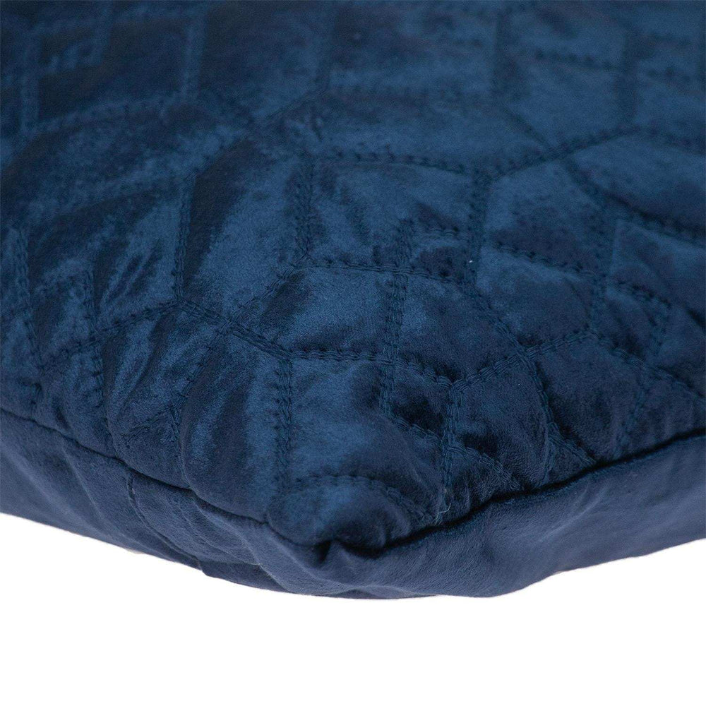 Navy Quilted Velvet Geo Decorative Throw Pillow - Homeroots - Flyclothing LLC