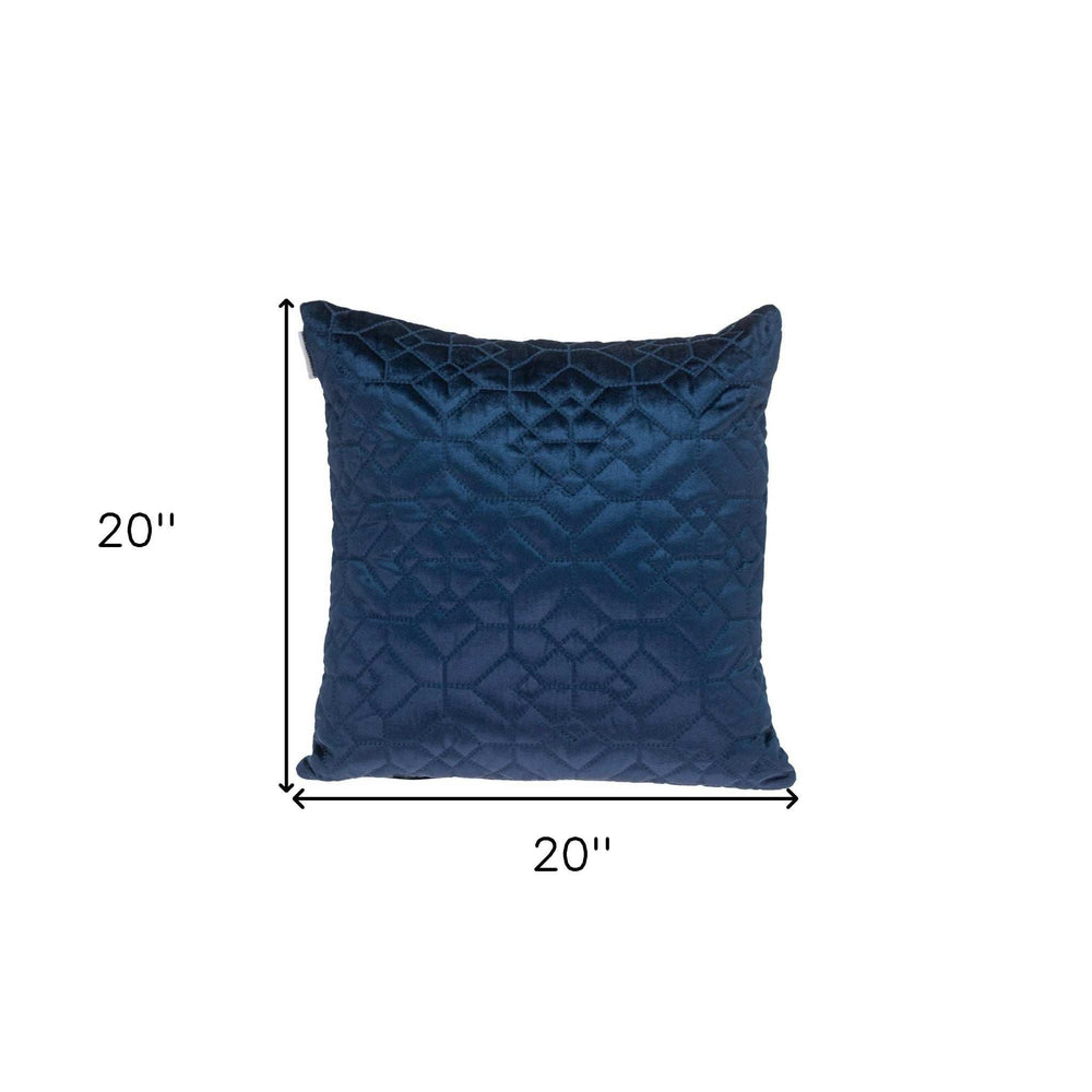 Navy Quilted Velvet Geo Decorative Throw Pillow - Homeroots - Flyclothing LLC