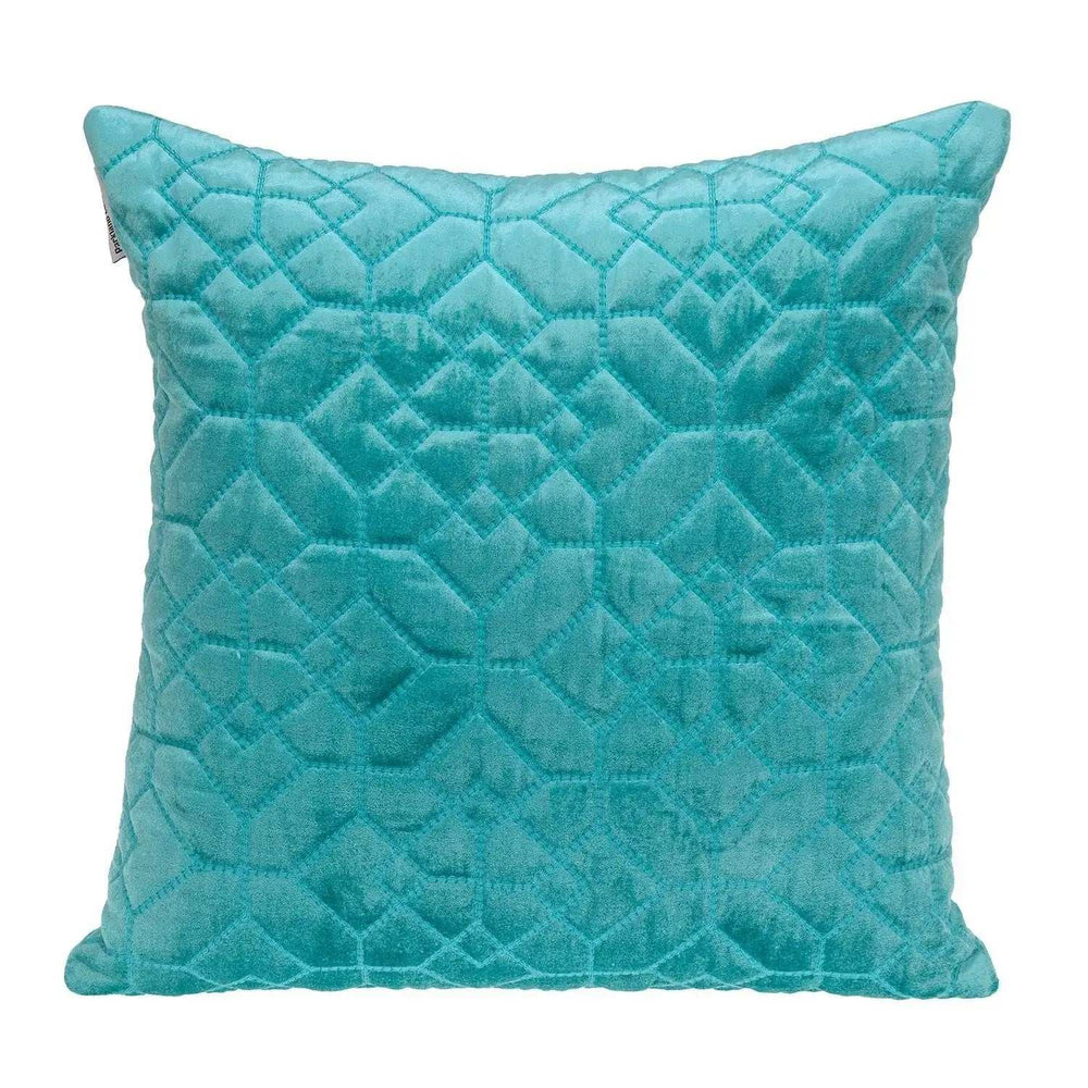 Aqua Quilted Velvet Geo Decorative Throw Pillow - Homeroots - Flyclothing LLC
