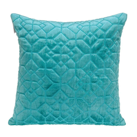 Aqua Quilted Velvet Geo Decorative Throw Pillow - Homeroots - Flyclothing LLC