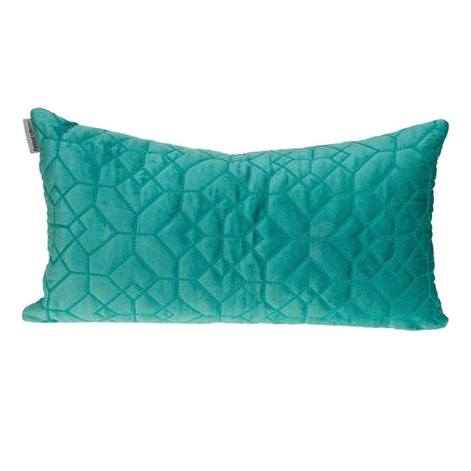 Aqua Quilted Velvet Geo Lumbar Decorative Pillow - Homeroots - Flyclothing LLC