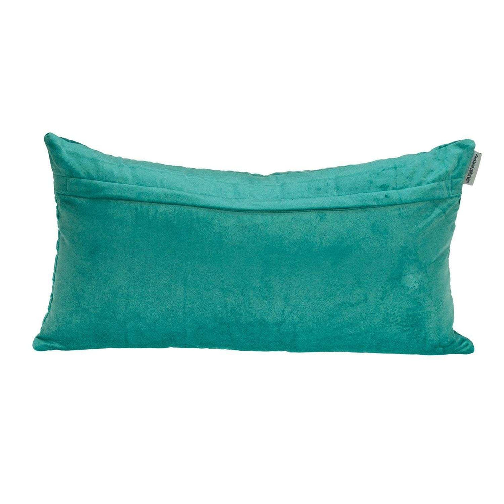 Aqua Quilted Velvet Geo Lumbar Decorative Pillow - Homeroots - Flyclothing LLC