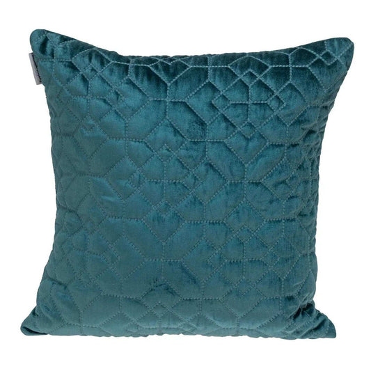 Teal Quilted Velvet Geo Decorative Throw Pillow - Homeroots - Flyclothing LLC