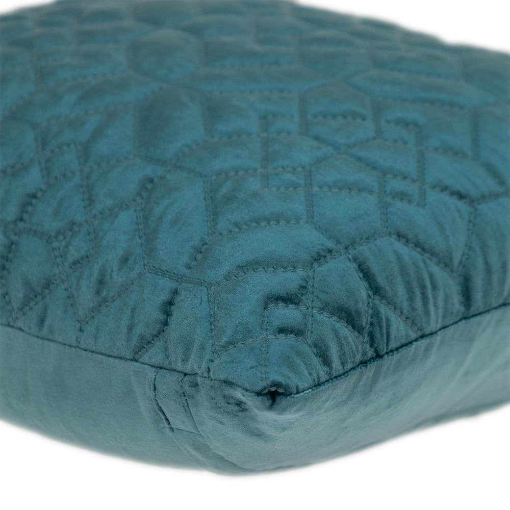 Teal Quilted Velvet Geo Decorative Throw Pillow - Homeroots - Flyclothing LLC