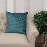 Teal Quilted Velvet Geo Decorative Throw Pillow - Homeroots - Flyclothing LLC