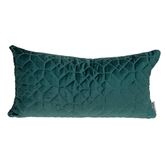 Teal Quilted Velvet Geo Lumbar Decorative Pillow - Homeroots - Flyclothing LLC