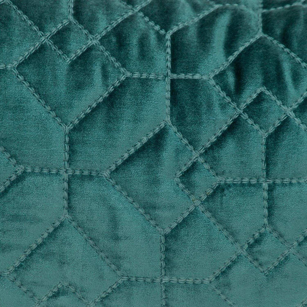 Teal Quilted Velvet Geo Lumbar Decorative Pillow - Homeroots - Flyclothing LLC