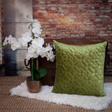 Olive Quilted Velvet Geo Decorative Throw Pillow - Homeroots - Flyclothing LLC