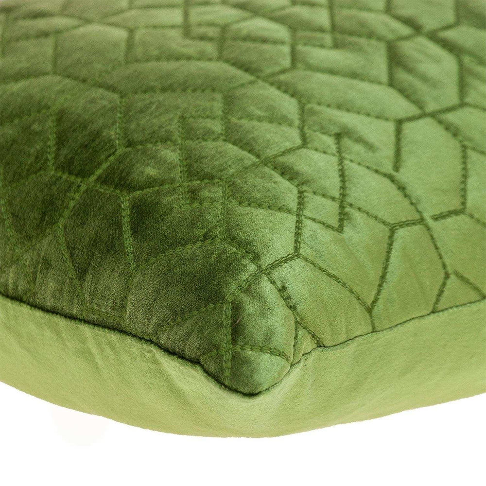 Olive Quilted Velvet Geo Lumbar Decorative Pillow - Homeroots - Flyclothing LLC