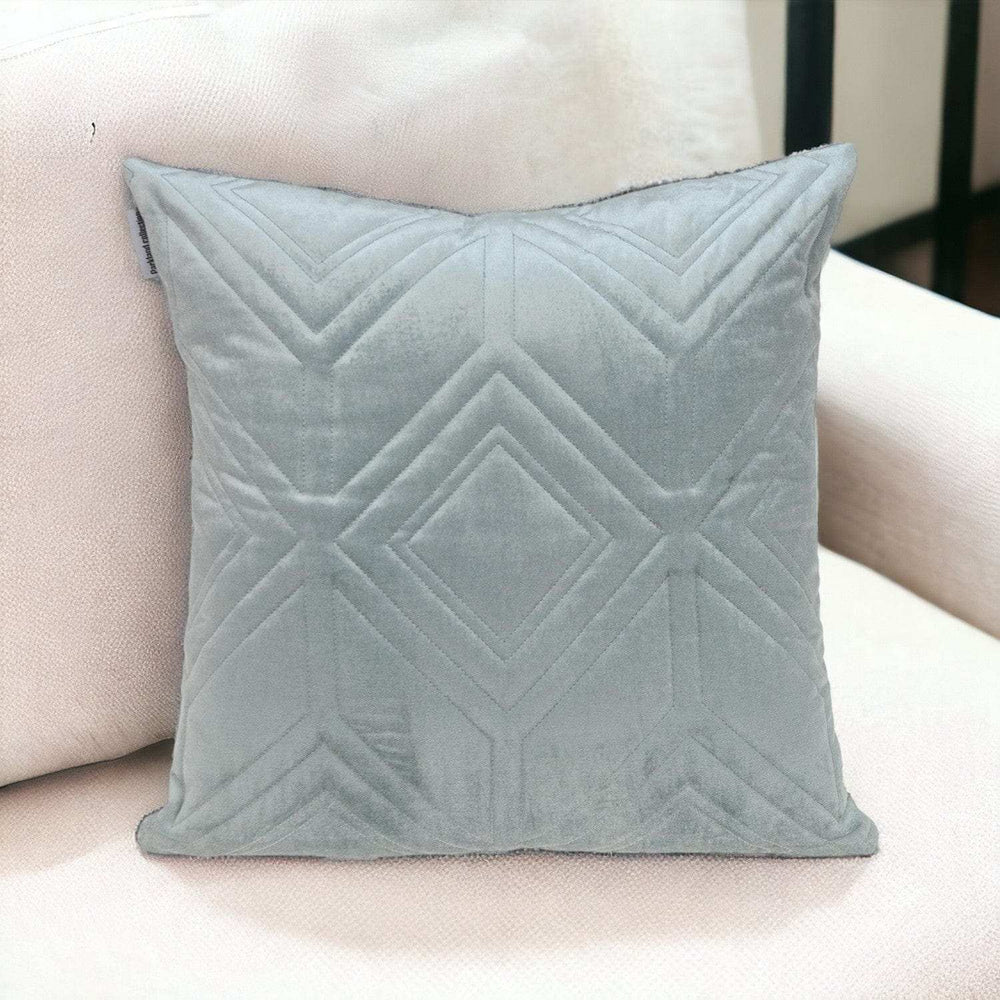 Gray Quilted Diamonds Velvet Solid Color Throw Pillow - Homeroots - Flyclothing LLC