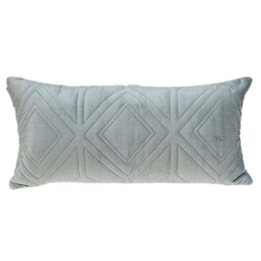 Gray Quilted Diamonds Velvet Solid Color Lumbar Pillow - Homeroots - Flyclothing LLC
