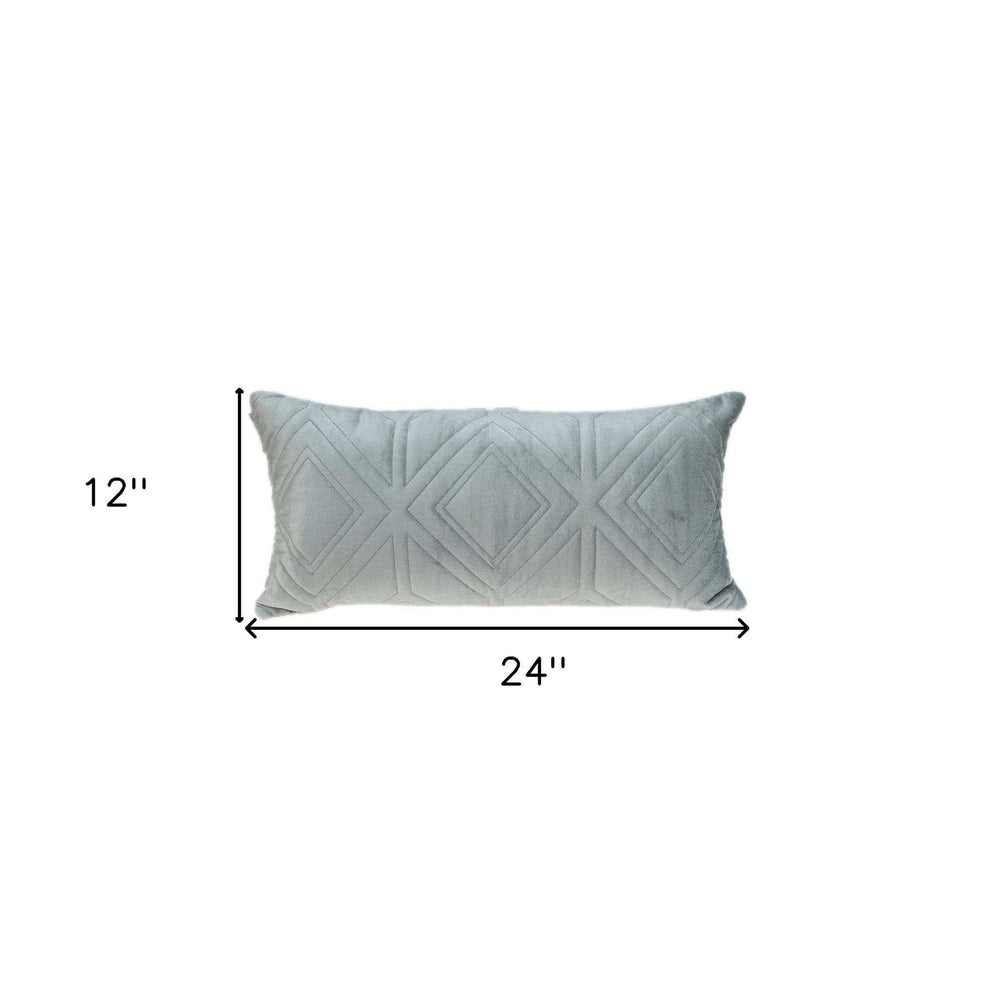 Gray Quilted Diamonds Velvet Solid Color Lumbar Pillow - Homeroots - Flyclothing LLC