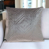 Taupe Quilted Diamonds Velvet Solid Color Throw Pillow - Homeroots - Flyclothing LLC