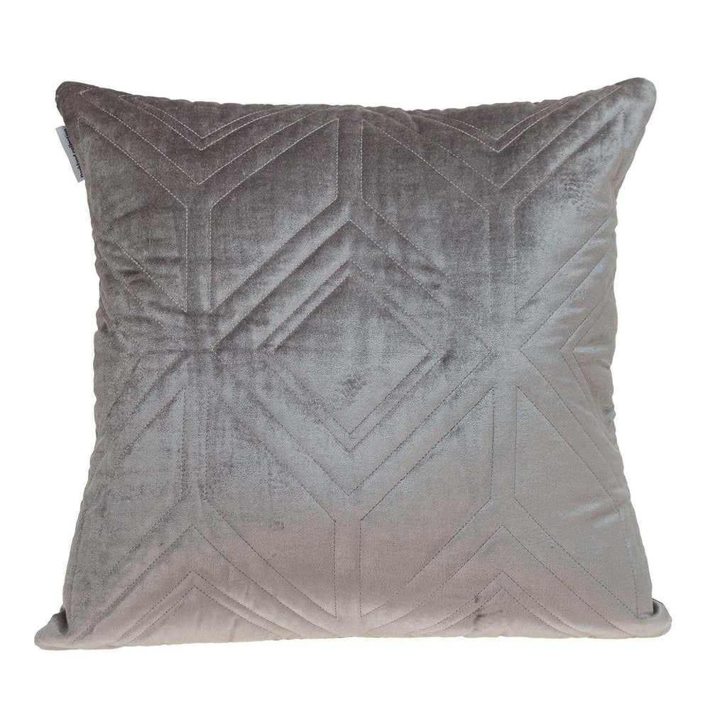 Taupe Quilted Diamonds Velvet Solid Color Throw Pillow - Homeroots - Flyclothing LLC