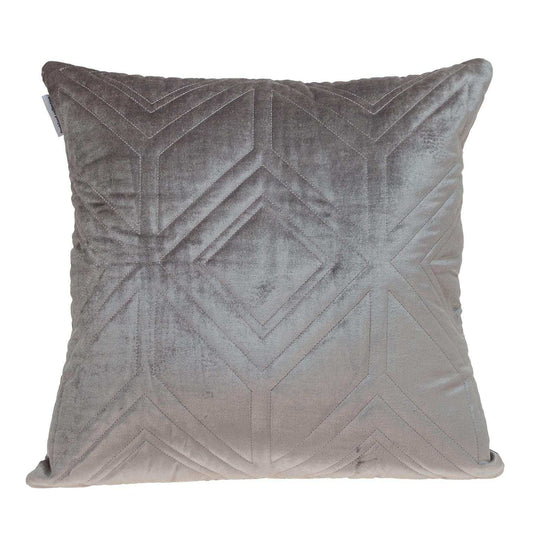 Taupe Quilted Diamonds Velvet Solid Color Throw Pillow - Homeroots - Flyclothing LLC