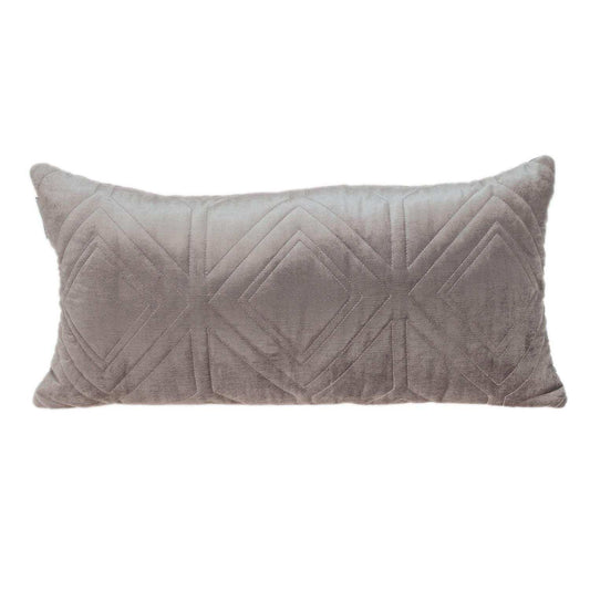 Taupe Quilted Diamonds Velvet Solid Color Lumbar Pillow - Homeroots - Flyclothing LLC