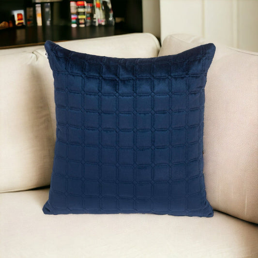 20" Navy Blue Cotton Blend Throw Pillow - Homeroots