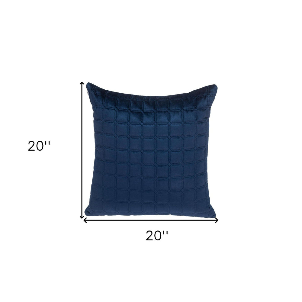 20" Navy Blue Cotton Blend Throw Pillow - Homeroots - Flyclothing LLC