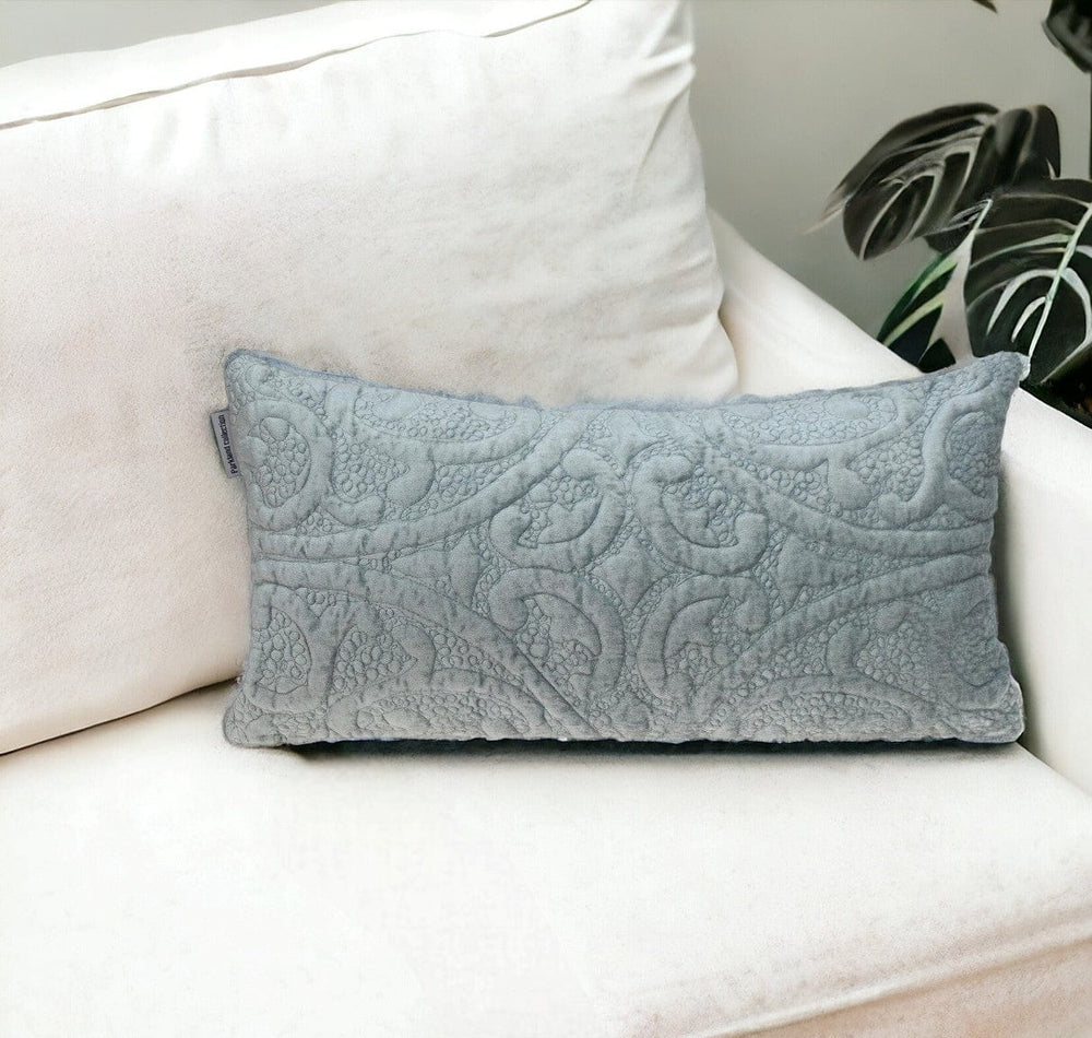 12" X 24" Gray Cotton Blend Throw Pillow - Homeroots - Flyclothing LLC