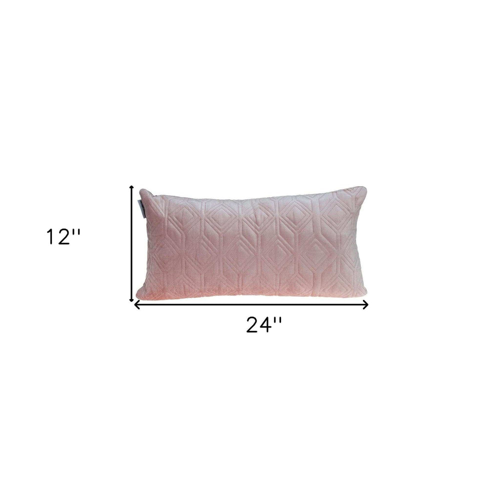 Tufted Diamonds Rose Gold Velvet Lumbar Accent Pillow - Homeroots - Flyclothing LLC