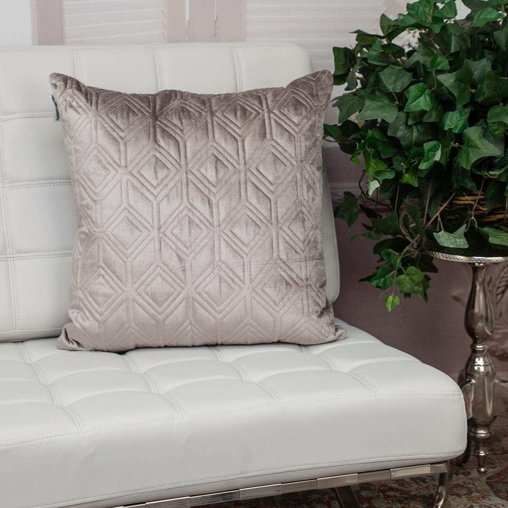 Tufted Diamonds Taupe Velvet Accent Pillow - Homeroots - Flyclothing LLC
