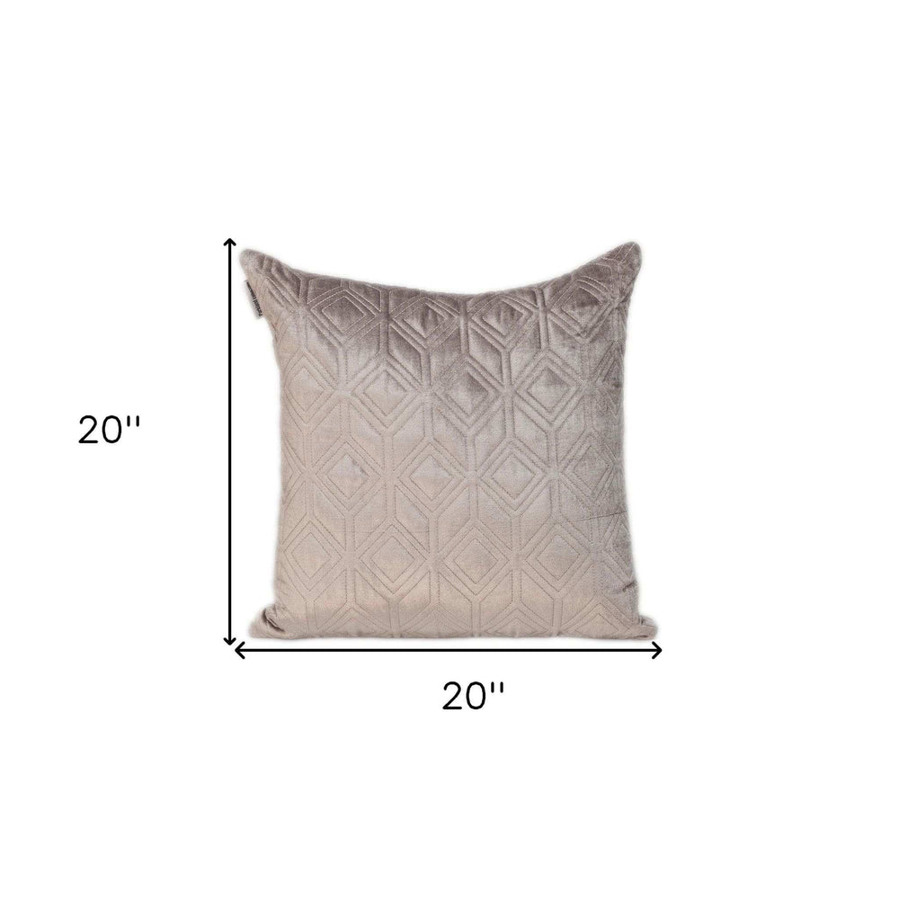 Tufted Diamonds Taupe Velvet Accent Pillow - Homeroots - Flyclothing LLC