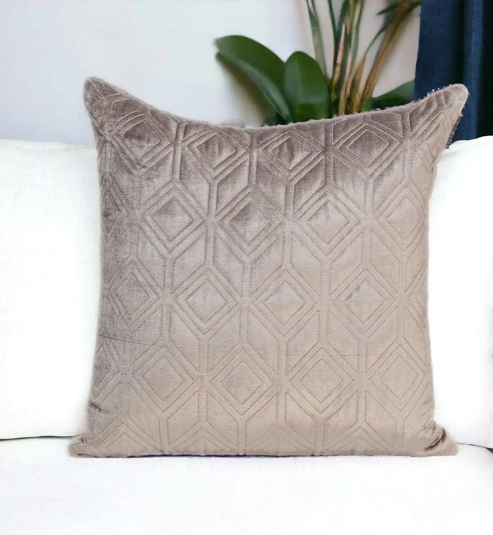 Tufted Diamonds Taupe Velvet Accent Pillow - Homeroots - Flyclothing LLC