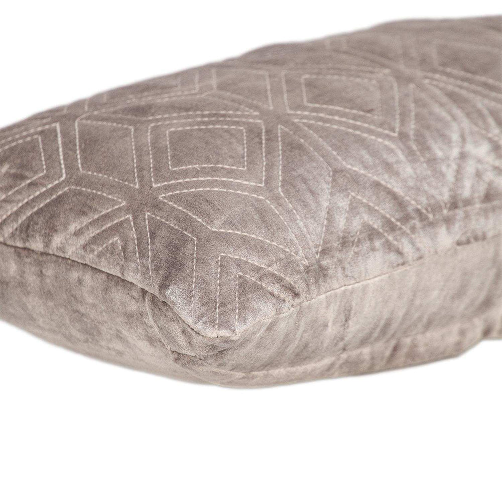 Tufted Diamonds Taupe Velvet Lumbar Accent Pillow - Homeroots - Flyclothing LLC