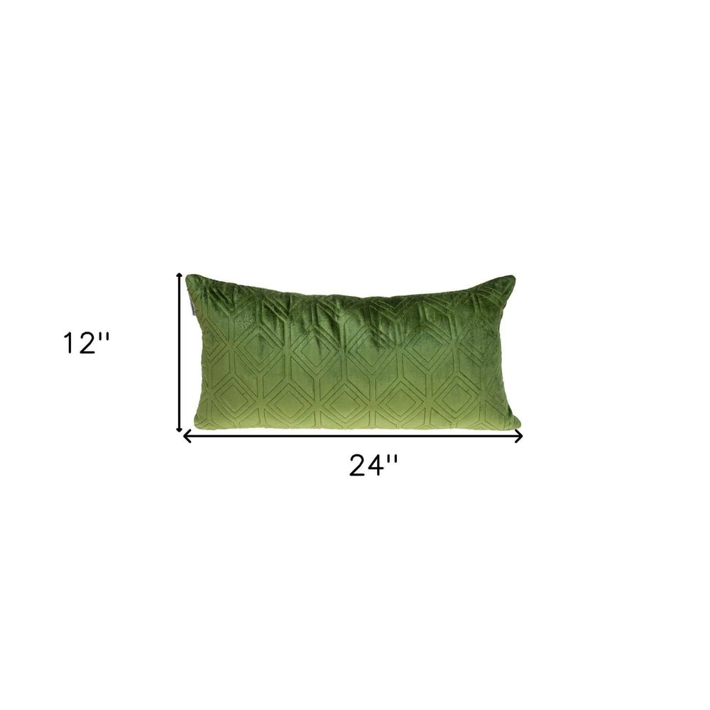 Tufted Diamonds Olive Velvet Lumbar Accent Pillow - Homeroots - Flyclothing LLC