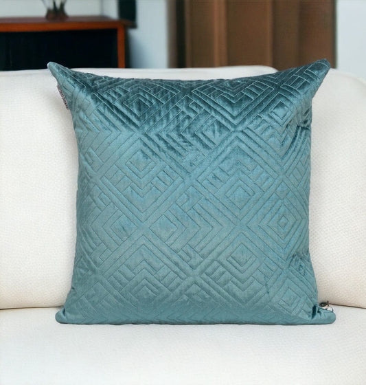 20" Teal Cotton Blend Throw Pillow - Homeroots