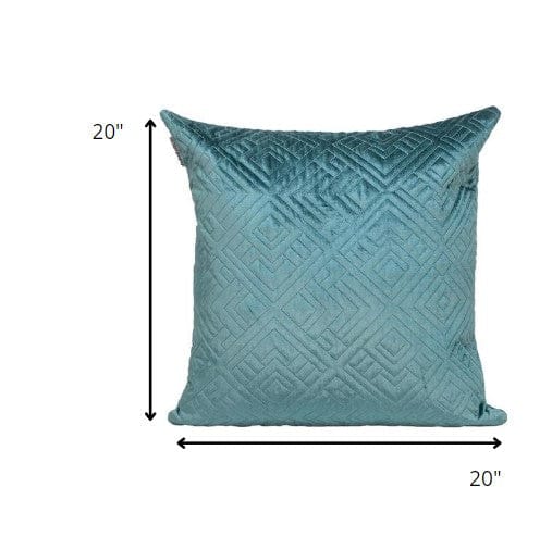 20" Teal Cotton Blend Throw Pillow - Homeroots - Flyclothing LLC