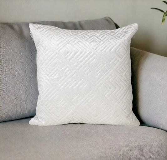 20" White Cotton Blend Throw Pillow - Homeroots
